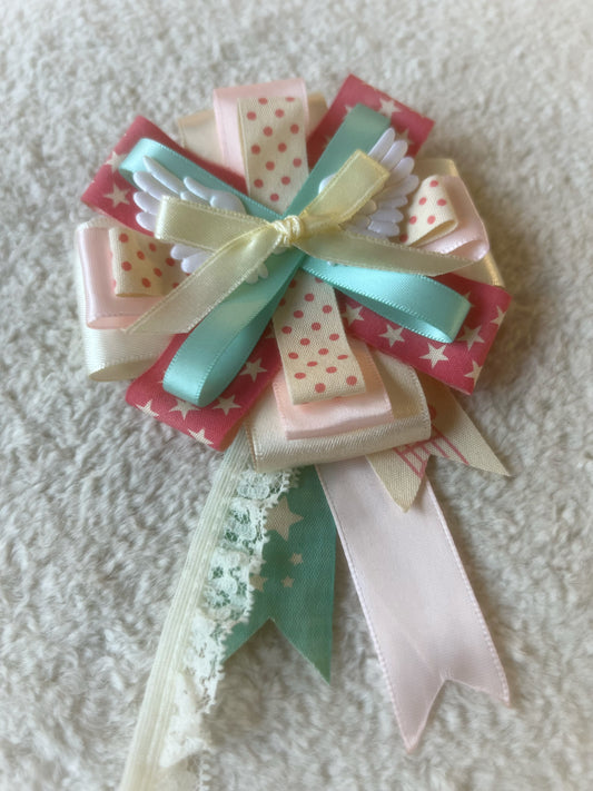 Pastel Star Angel Wing Ribbon Rosette