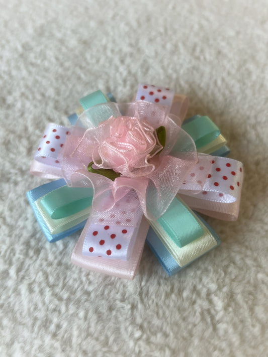 Rosebud Polka Ribbon Rosette