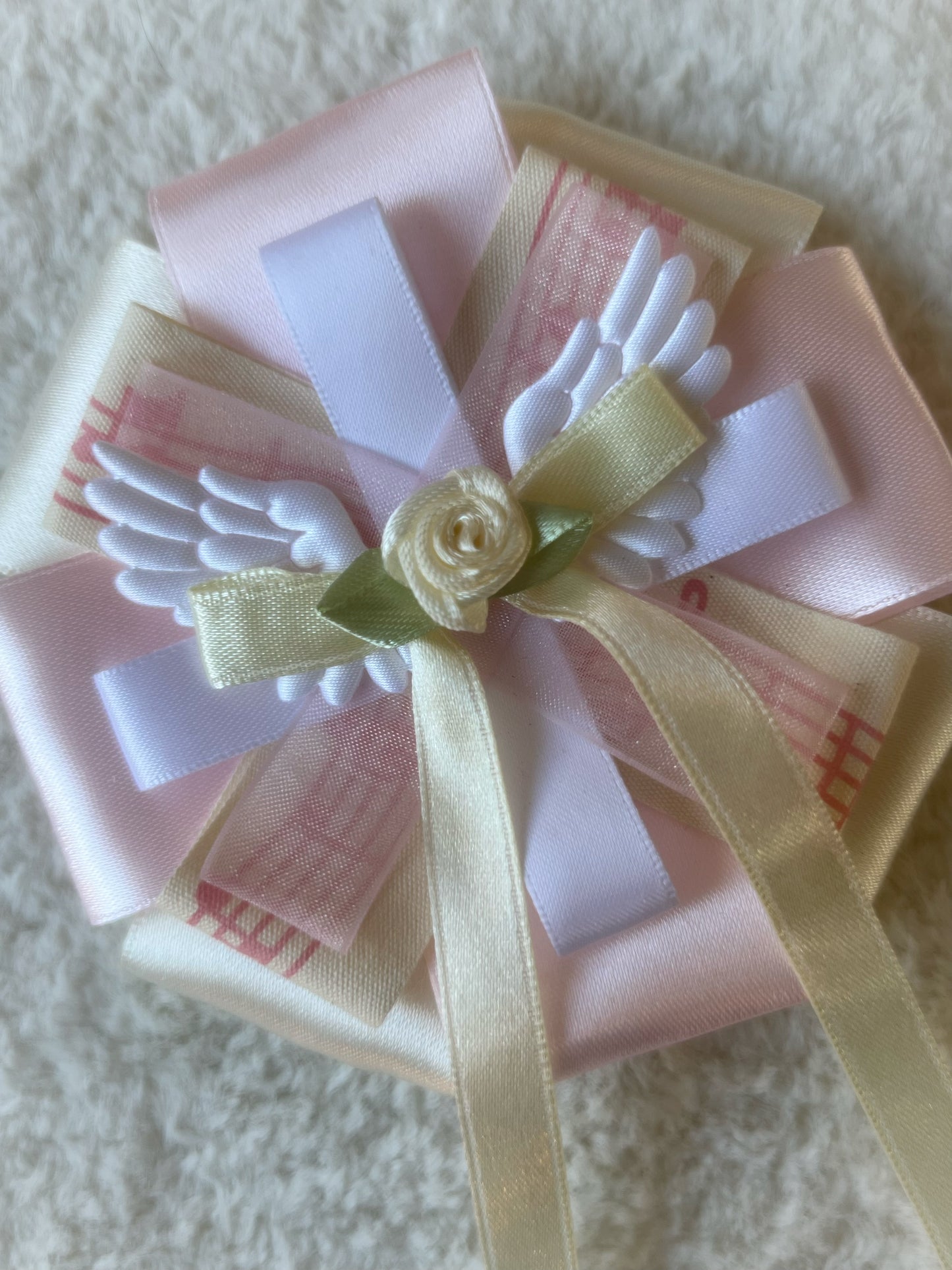 Angel Rosebud Ribbon Rosette