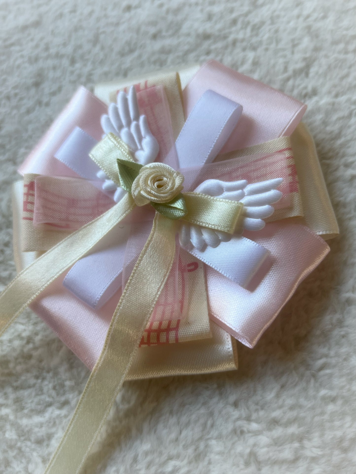 Angel Rosebud Ribbon Rosette
