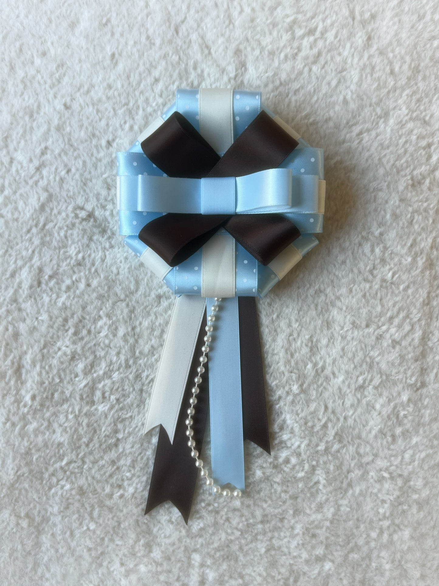 Blue & Chocolate Ribbon Rosette