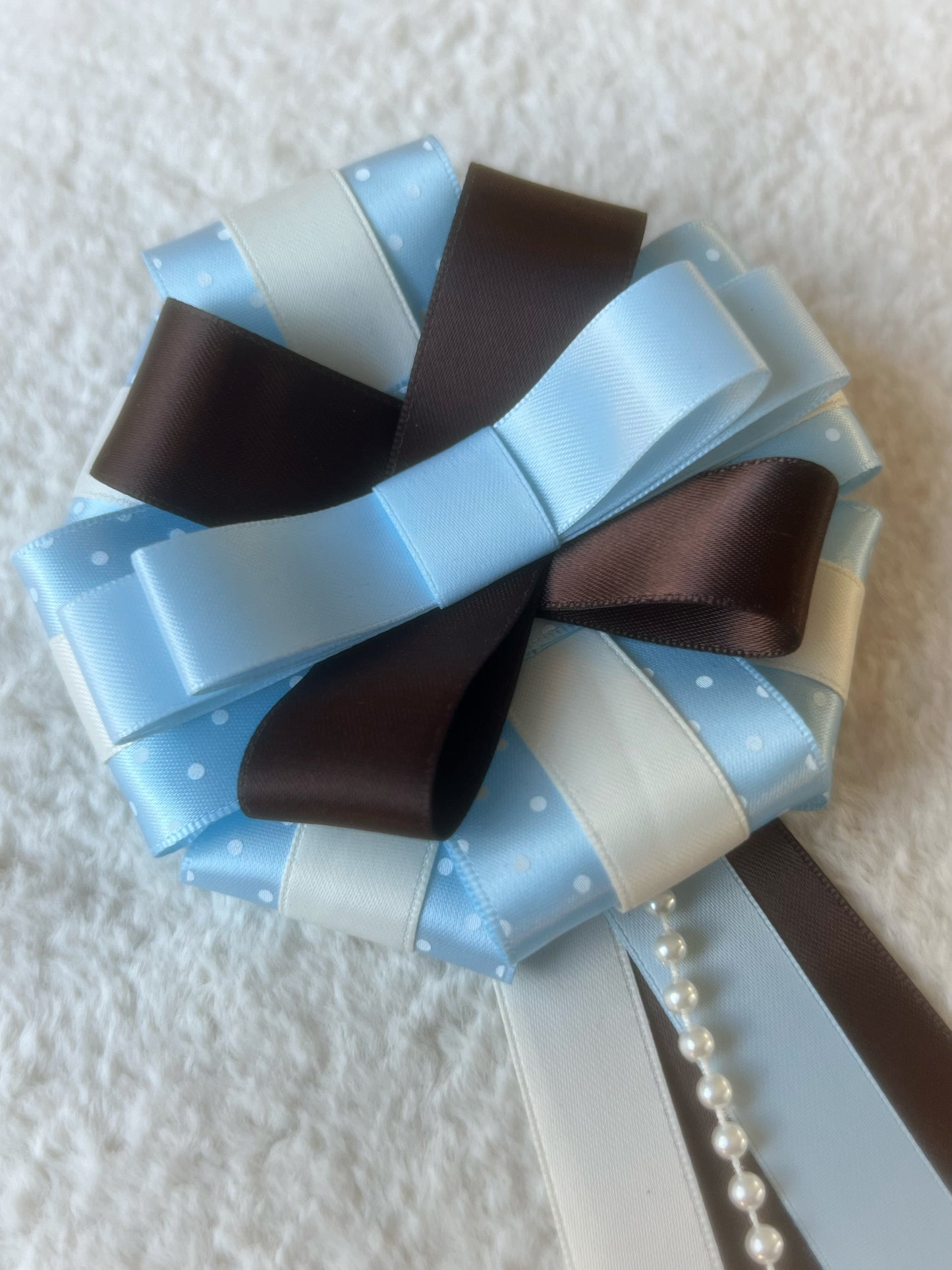 Blue & Chocolate Ribbon Rosette