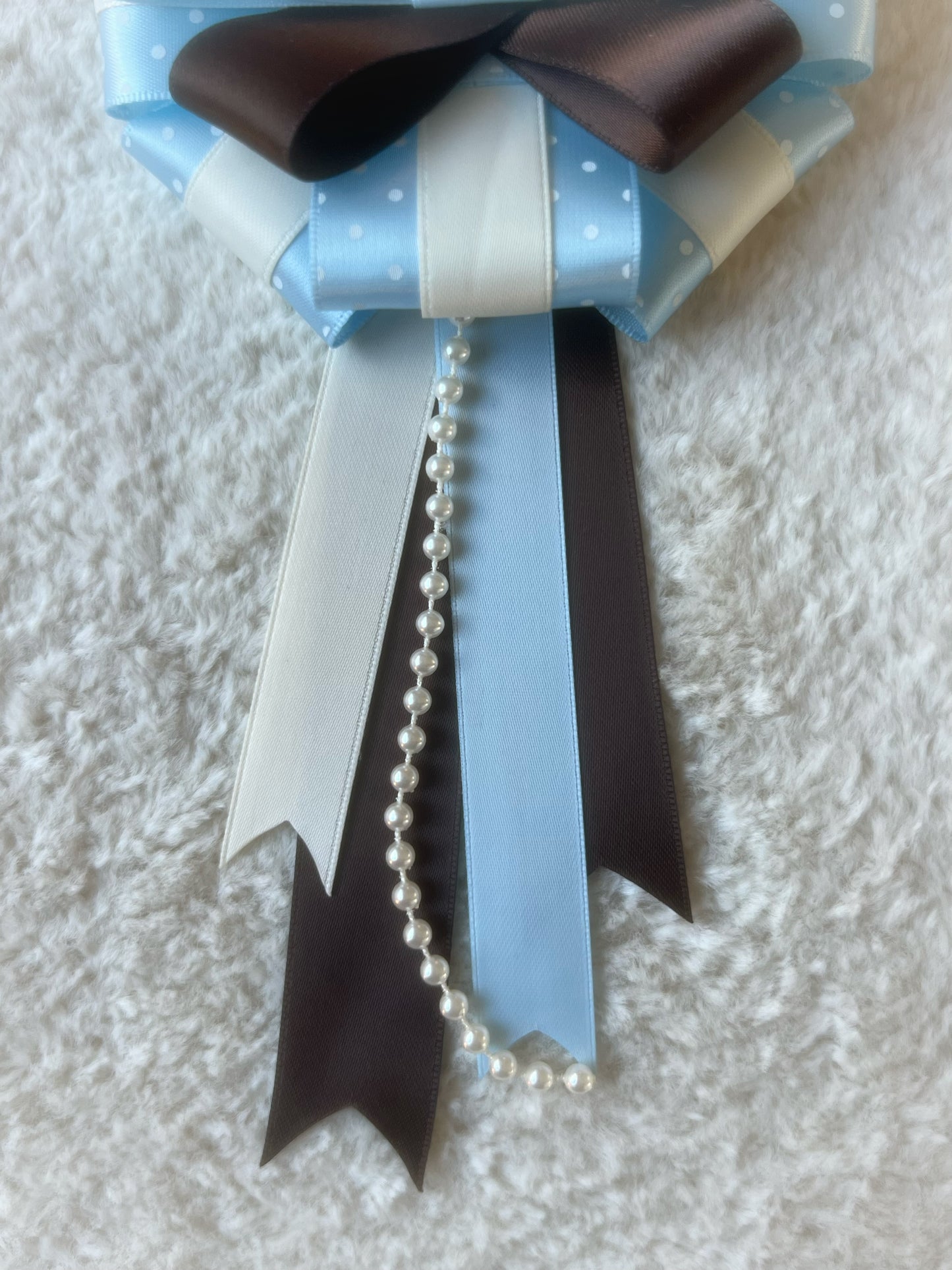 Blue & Chocolate Ribbon Rosette