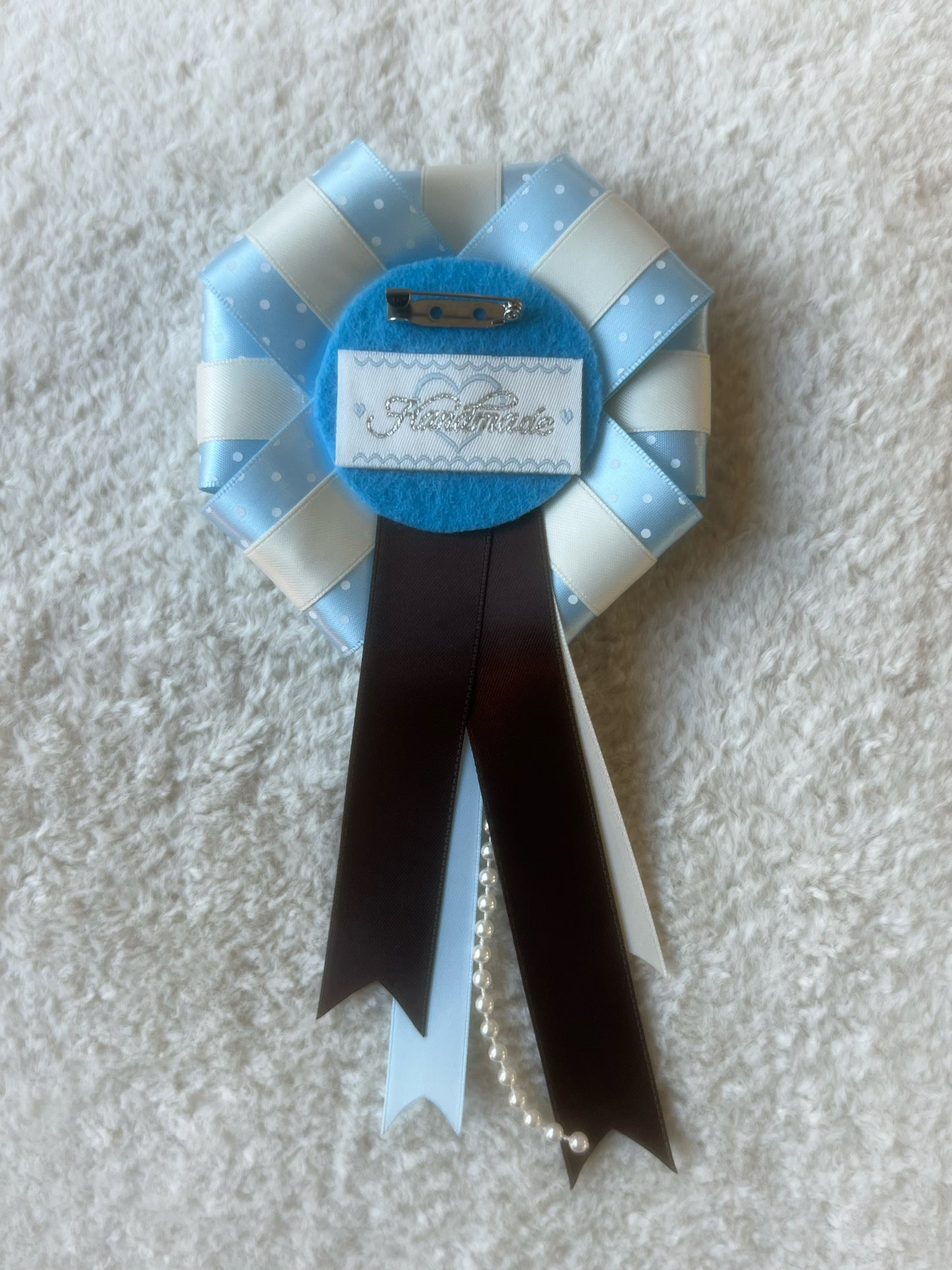 Blue & Chocolate Ribbon Rosette