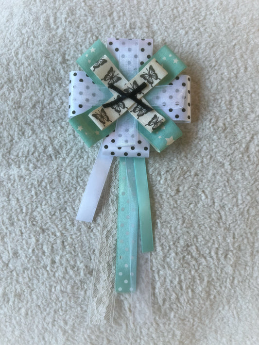 Mint Butterfly Ribbon Rosette