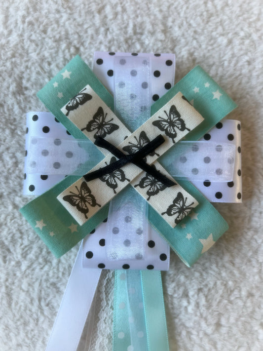 Mint Butterfly Ribbon Rosette