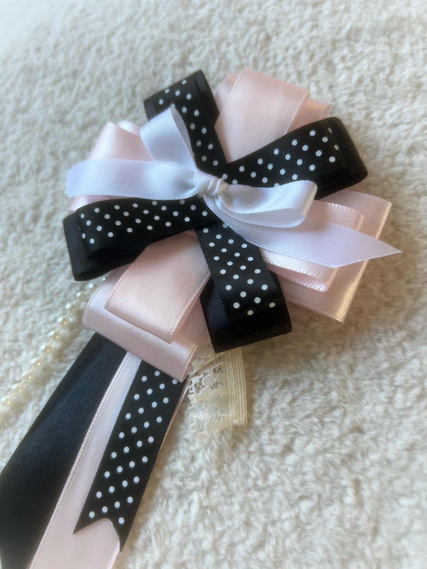 Noir Blush Ribbon Rosette