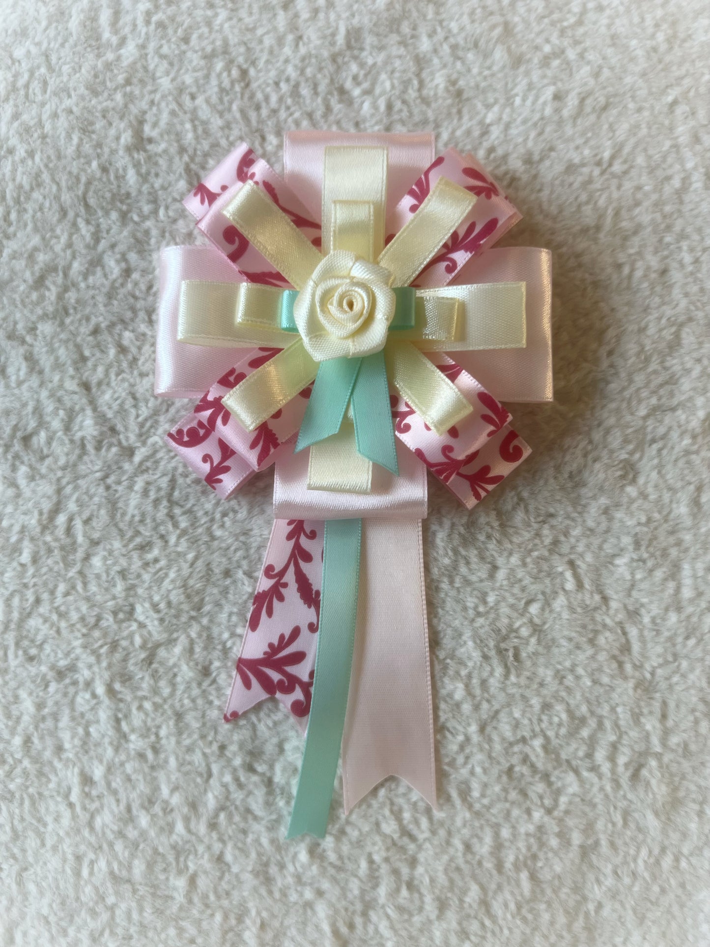 Damask Rose Ribbon Rosette