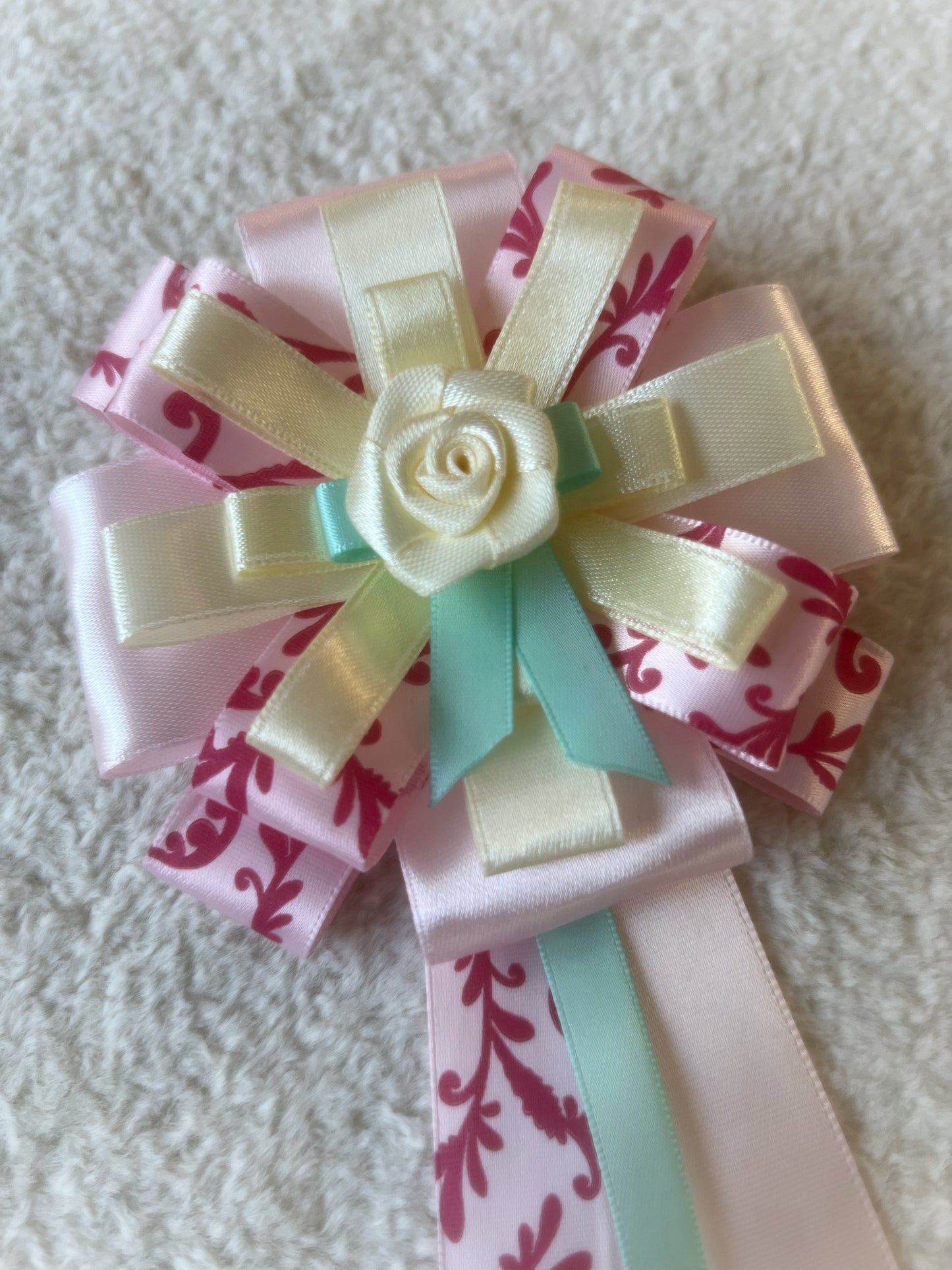 Damask Rose Ribbon Rosette