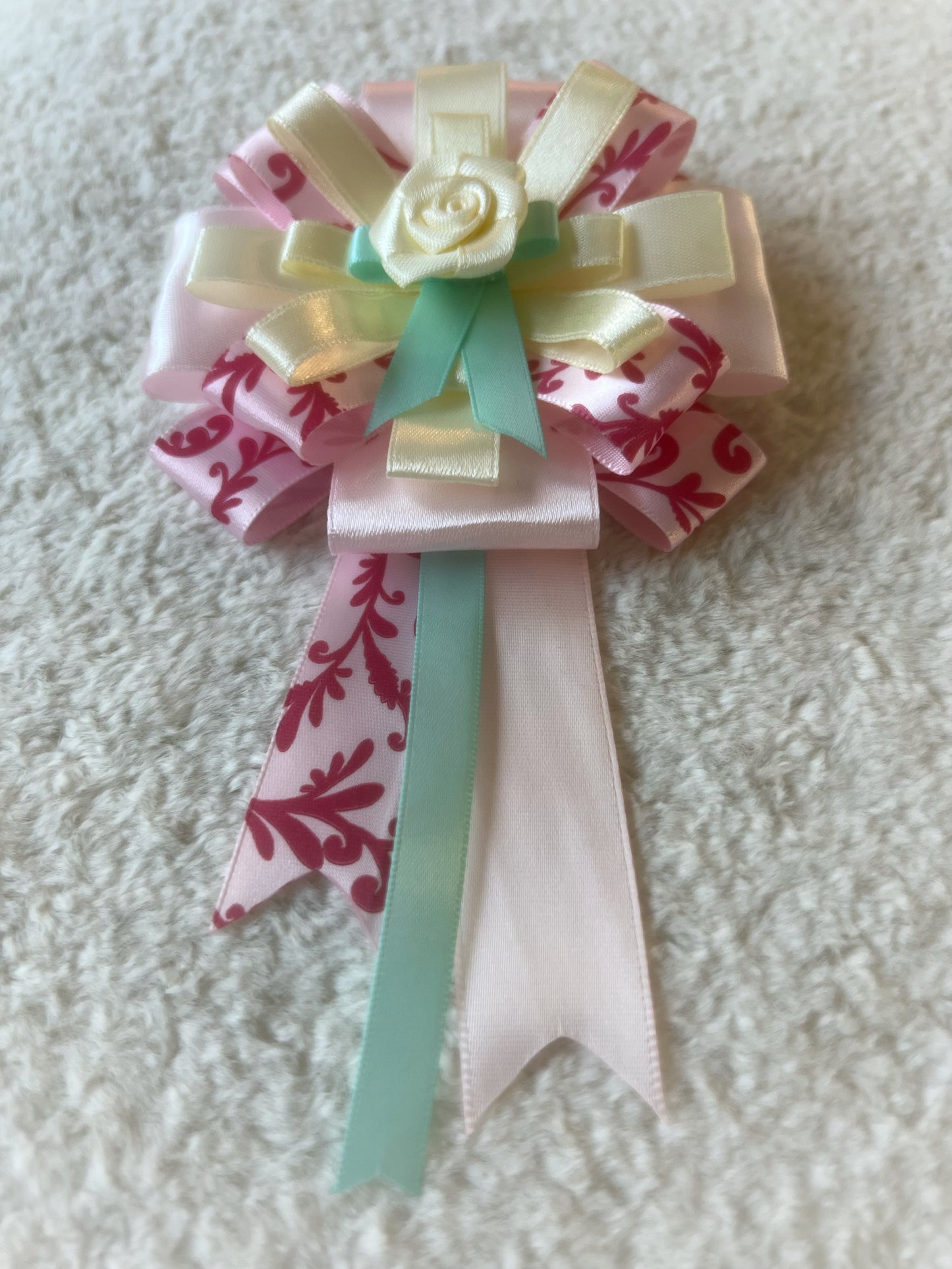 Damask Rose Ribbon Rosette