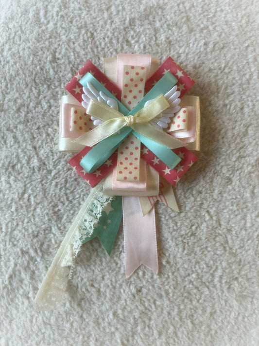 Pastel Star Angel Wing Ribbon Rosette
