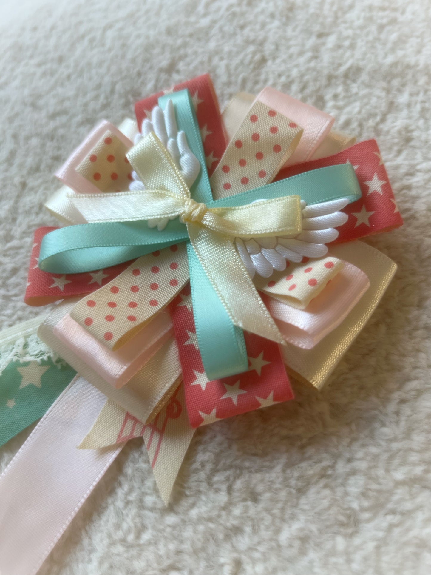 Pastel Star Angel Wing Ribbon Rosette