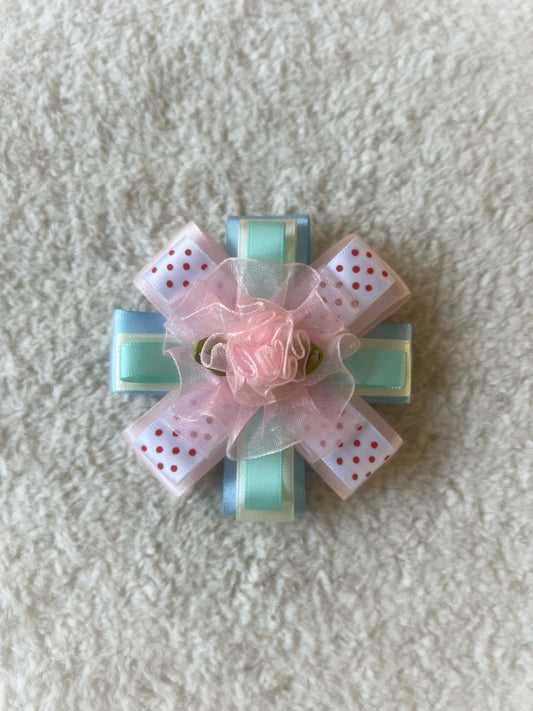 Rosebud Polka Ribbon Rosette
