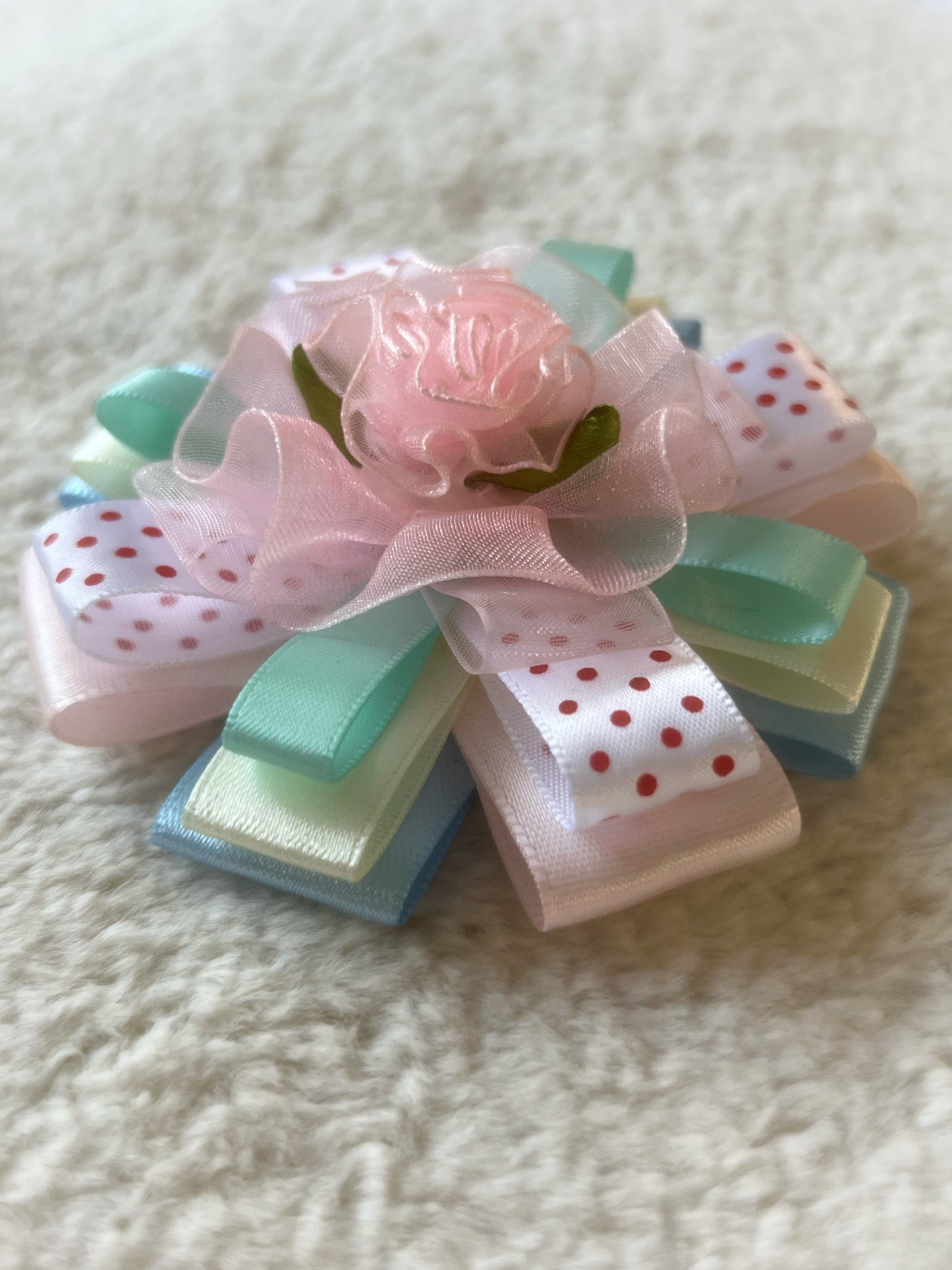 Rosebud Polka Ribbon Rosette