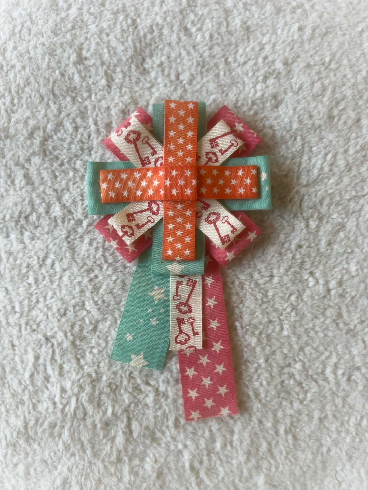 Skeleton Key & Stars Cotton Ribbon Rosette