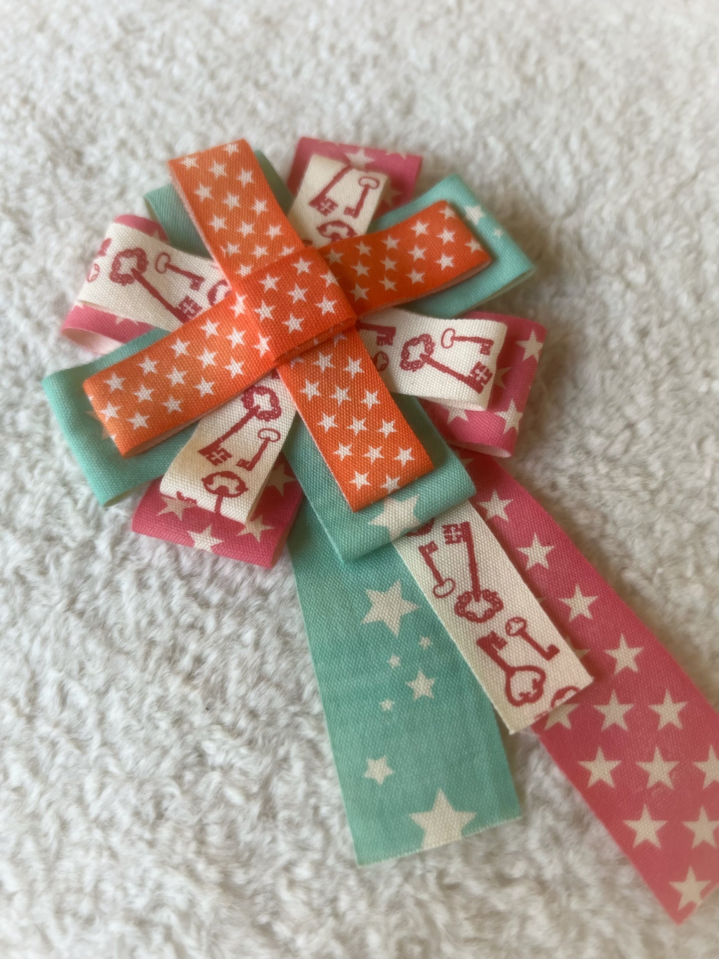 Skeleton Key & Stars Cotton Ribbon Rosette