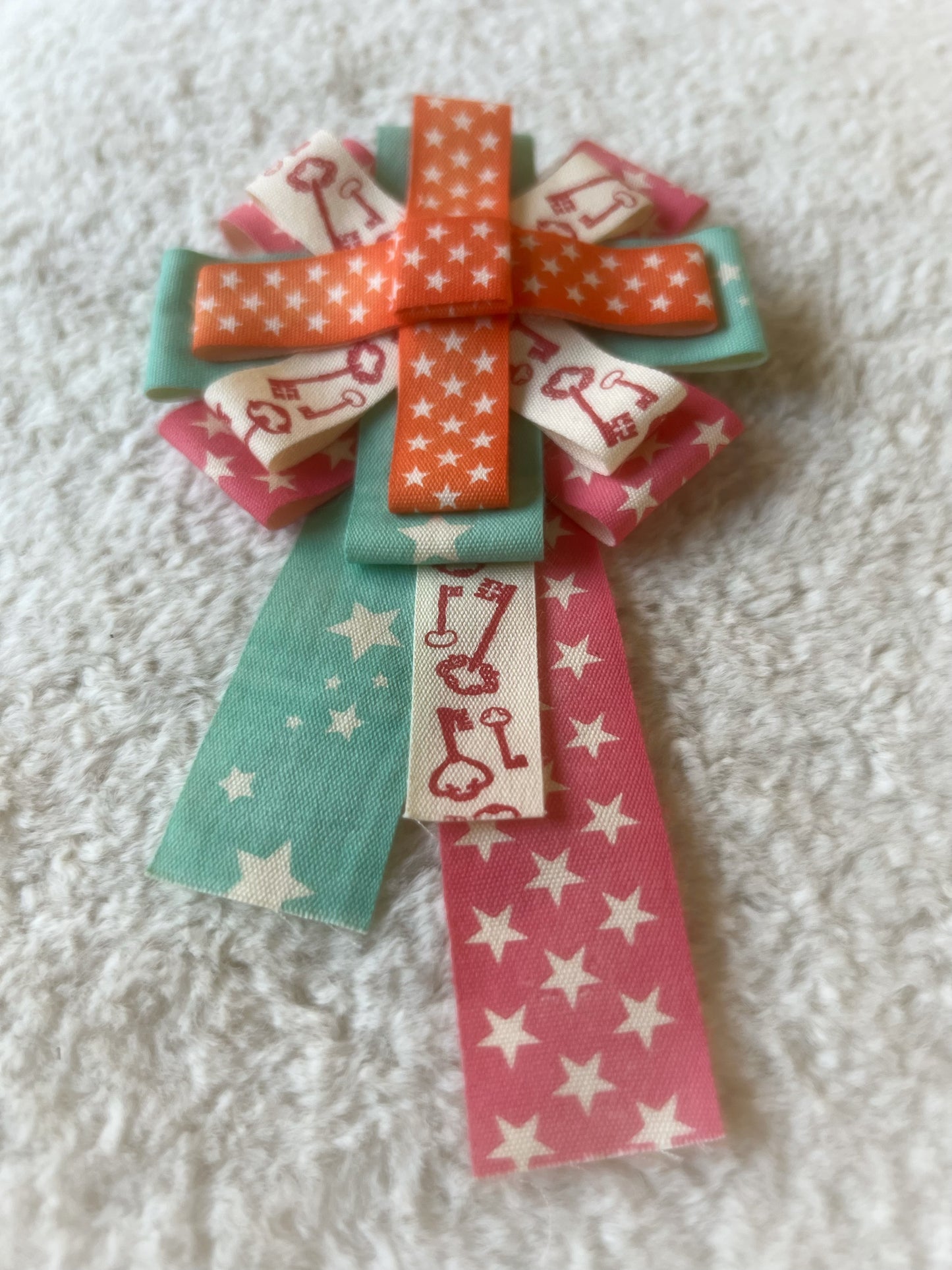 Skeleton Key & Stars Cotton Ribbon Rosette